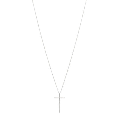Tiffany 18K White Gold Diamond Metro Cross Pendant Necklace 1 of 3