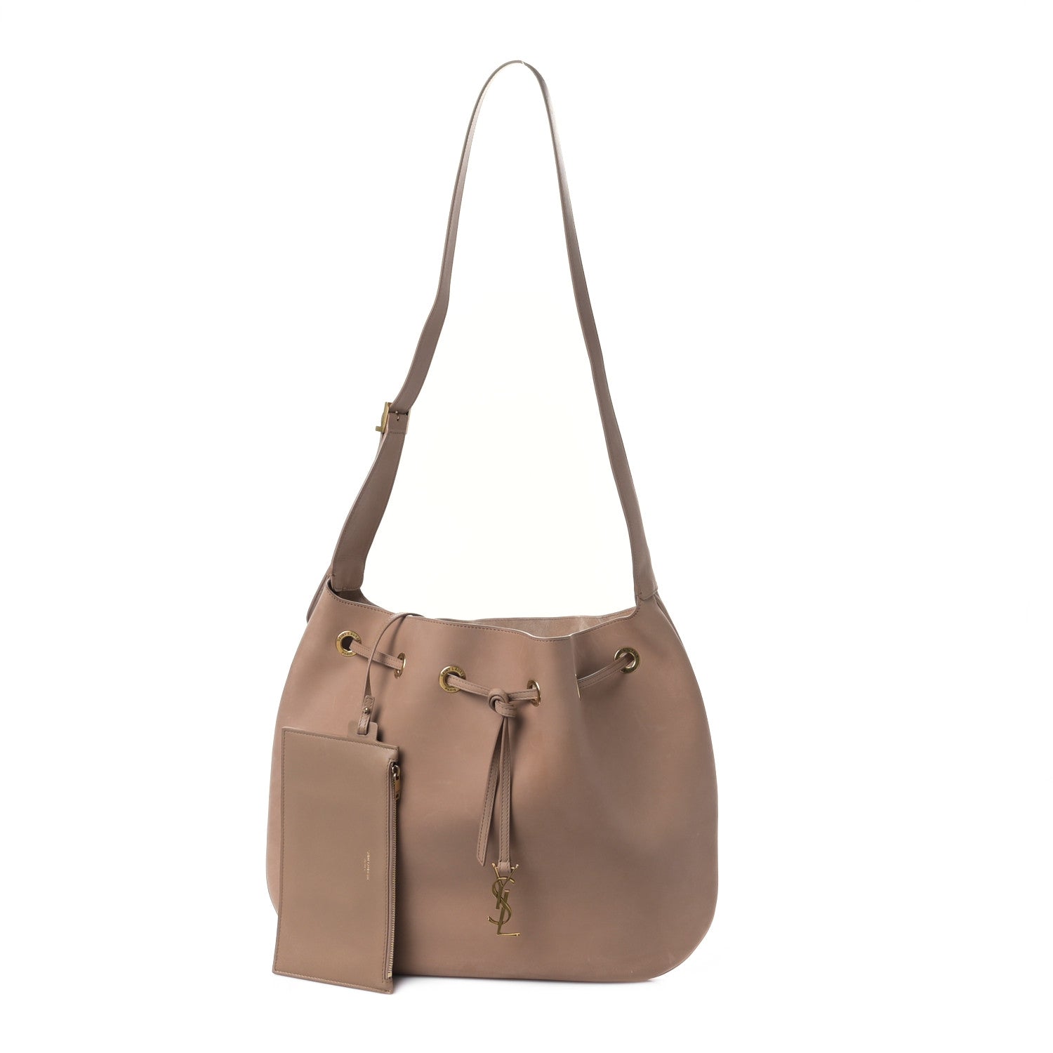 Saint Laurent Smooth Calfskin Paris VII Large Flat Hobo Biscuit Beige 3 of 9