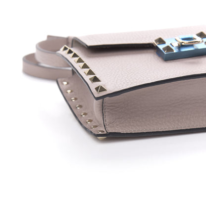 Valentino Garavani Pebbled Calfskin Small Rockstud Overlay Flap Shoulder Bag Poudre 7 of 9