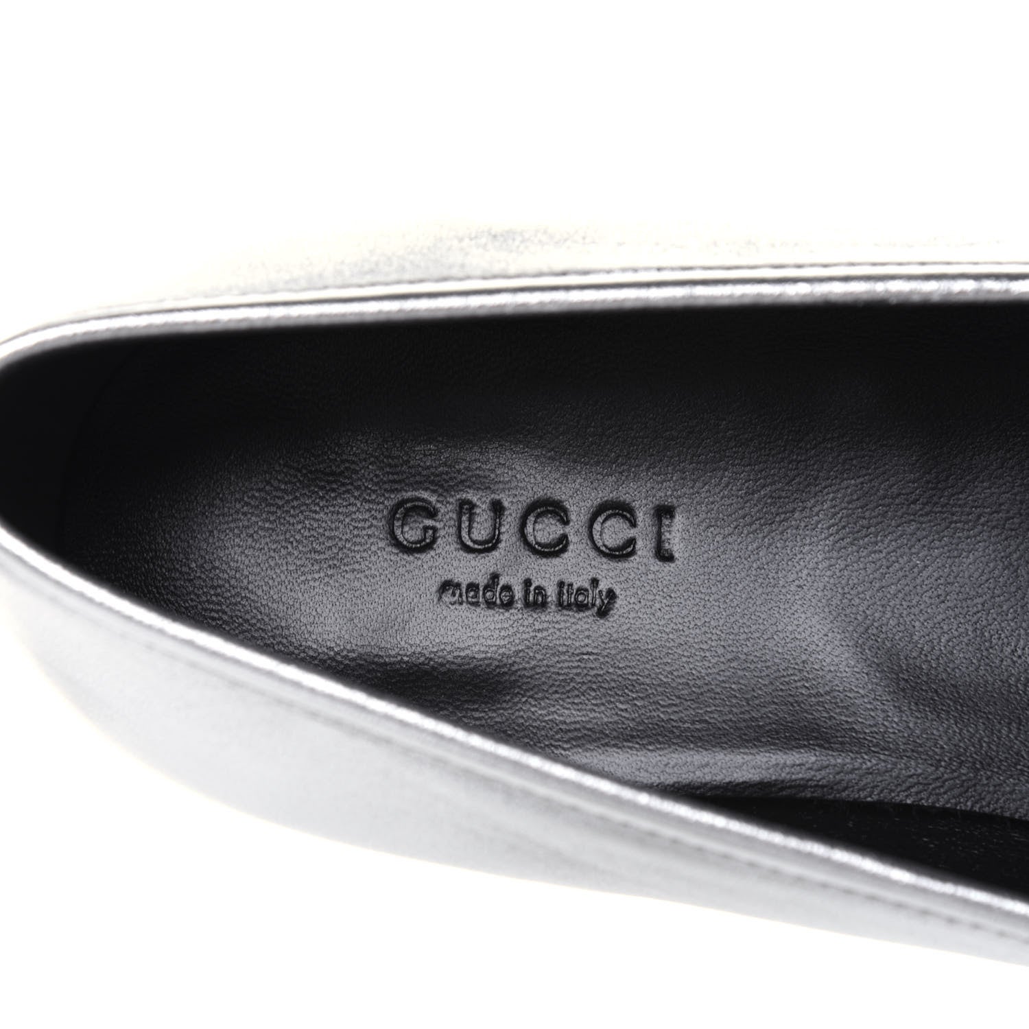 Gucci Metallic Nappa Womens Jordaan Loafers 39.5 Argento 7 of 12