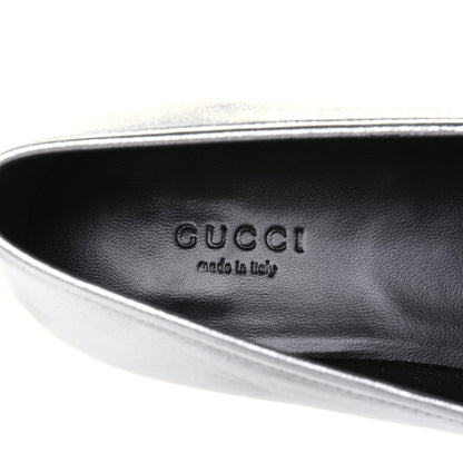 Gucci Metallic Nappa Womens Jordaan Loafers 39.5 Argento 7 of 12