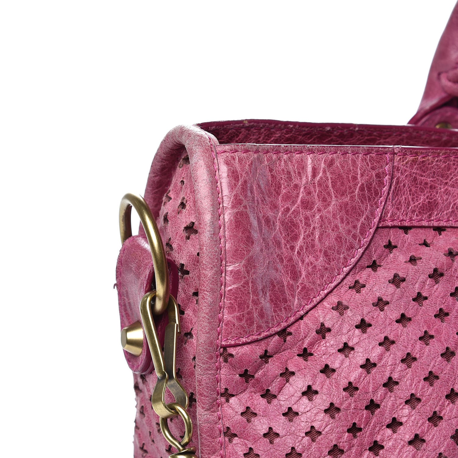 Balenciaga Agneau Laser Cut Cross Classic Gold Hardware City Cyclamen 12 of 12