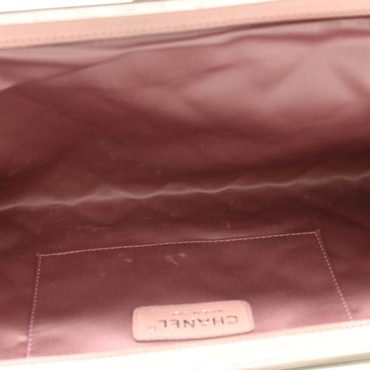 Chanel Lambskin Quilted Pearl Kiss Lock Clutch Black White 6 of 15