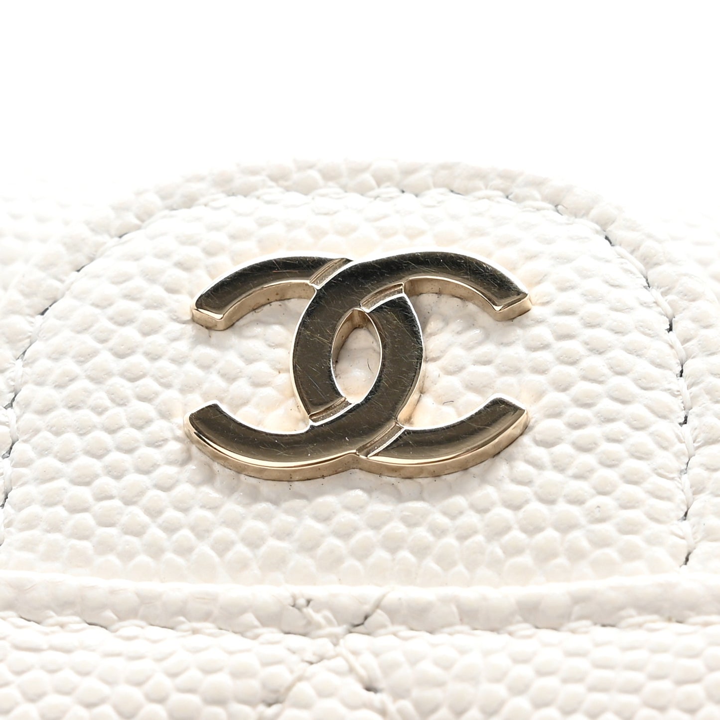 Caviar Quilted Flap Card Holder Wallet White