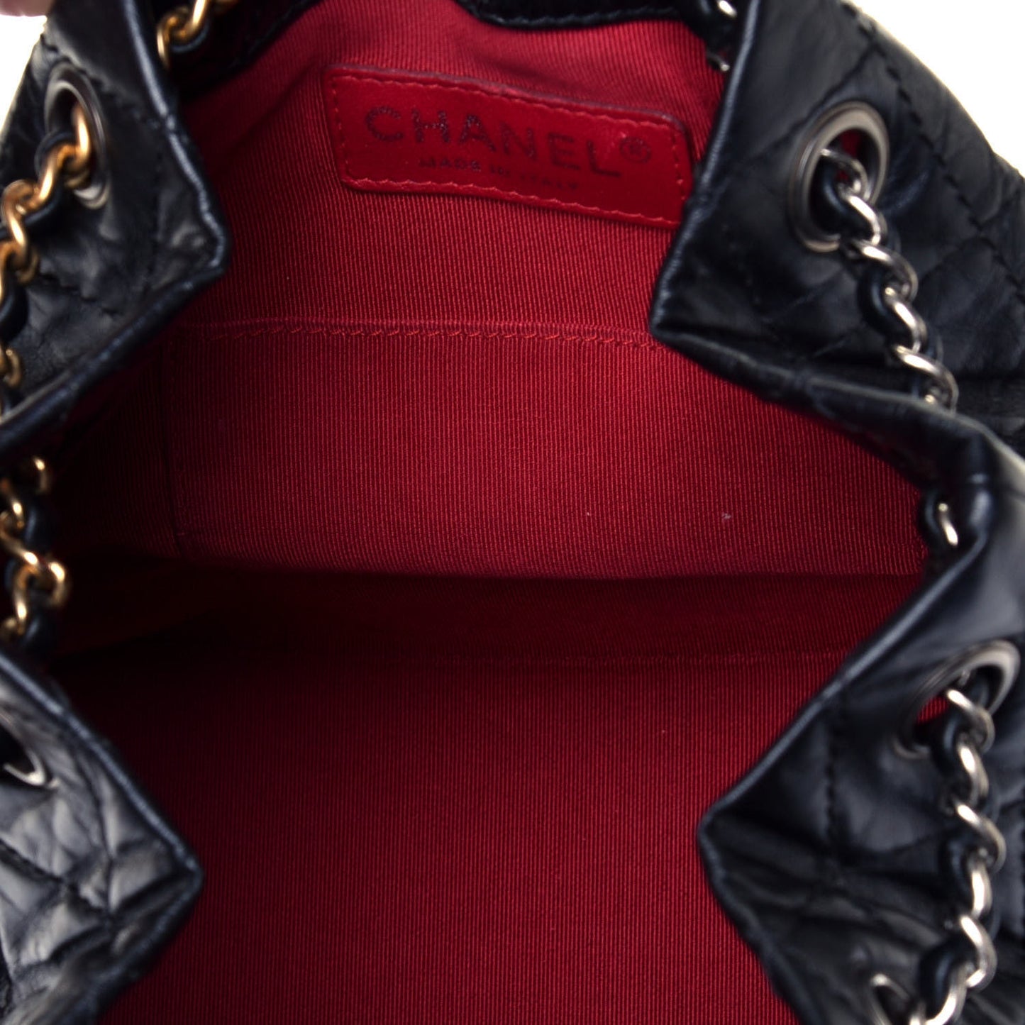 Aged Calfskin Quilted Small Gabrielle Backpack Black