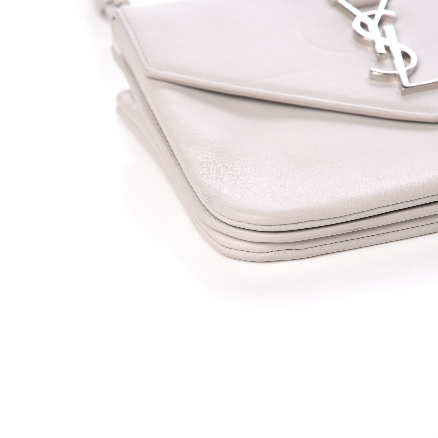 Saint Laurent Calfskin Monogram Tri Pocket Crossbody Bag Grey 10 of 11