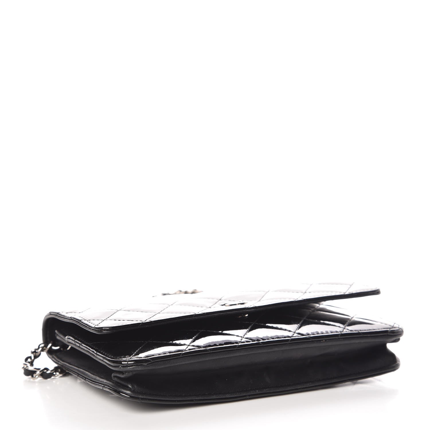 Chanel Patent Quilted Wallet On Chain WOC Black 4 of 14