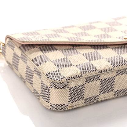 Louis Vuitton Damier Azur Pochette Felicie Chain Wallet Rose Ballerine 7 of 10