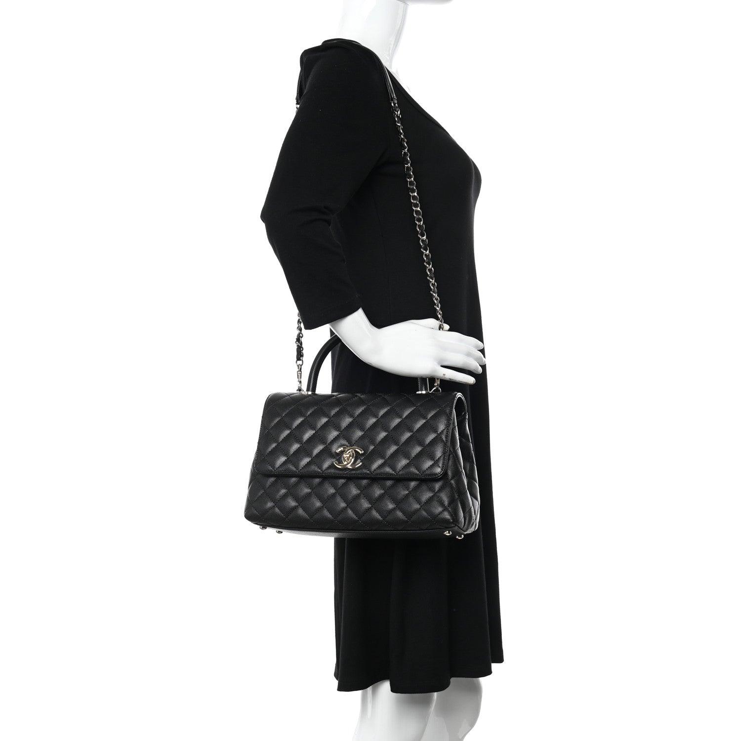 Chanel Caviar Quilted Small Coco Handle Flap Black 2 of 12