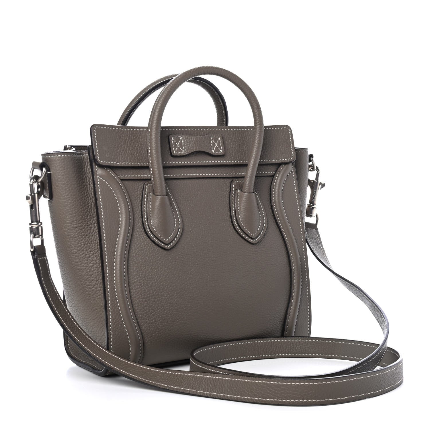 Celine Drummed Calfskin Nano Luggage Souris 2 of 4