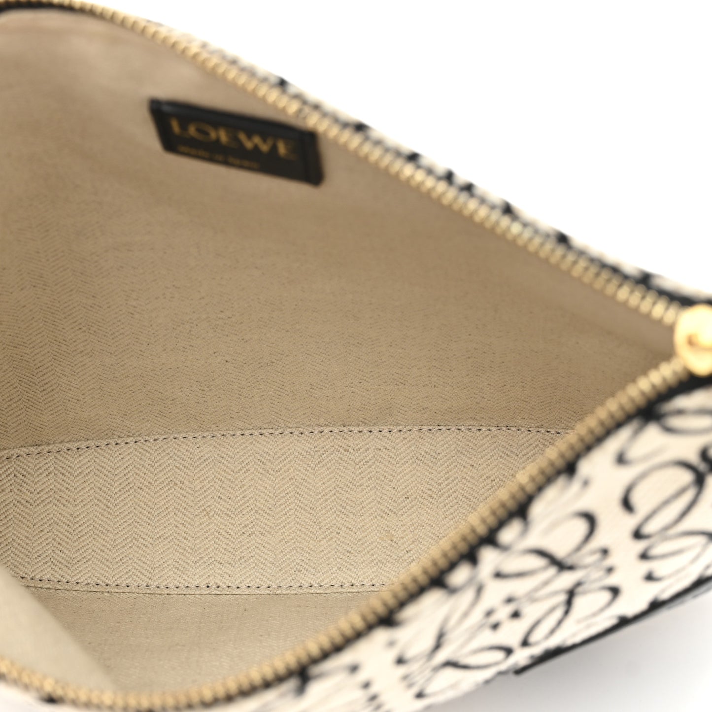 Jacquard Anagram Calfskin Pouch Ecru Black
