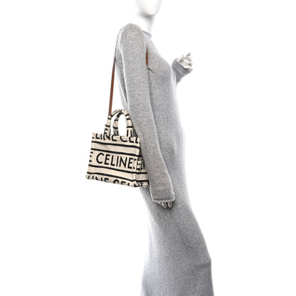 Celine Canvas Small All Over Cabas Thais White Black 2 of 10