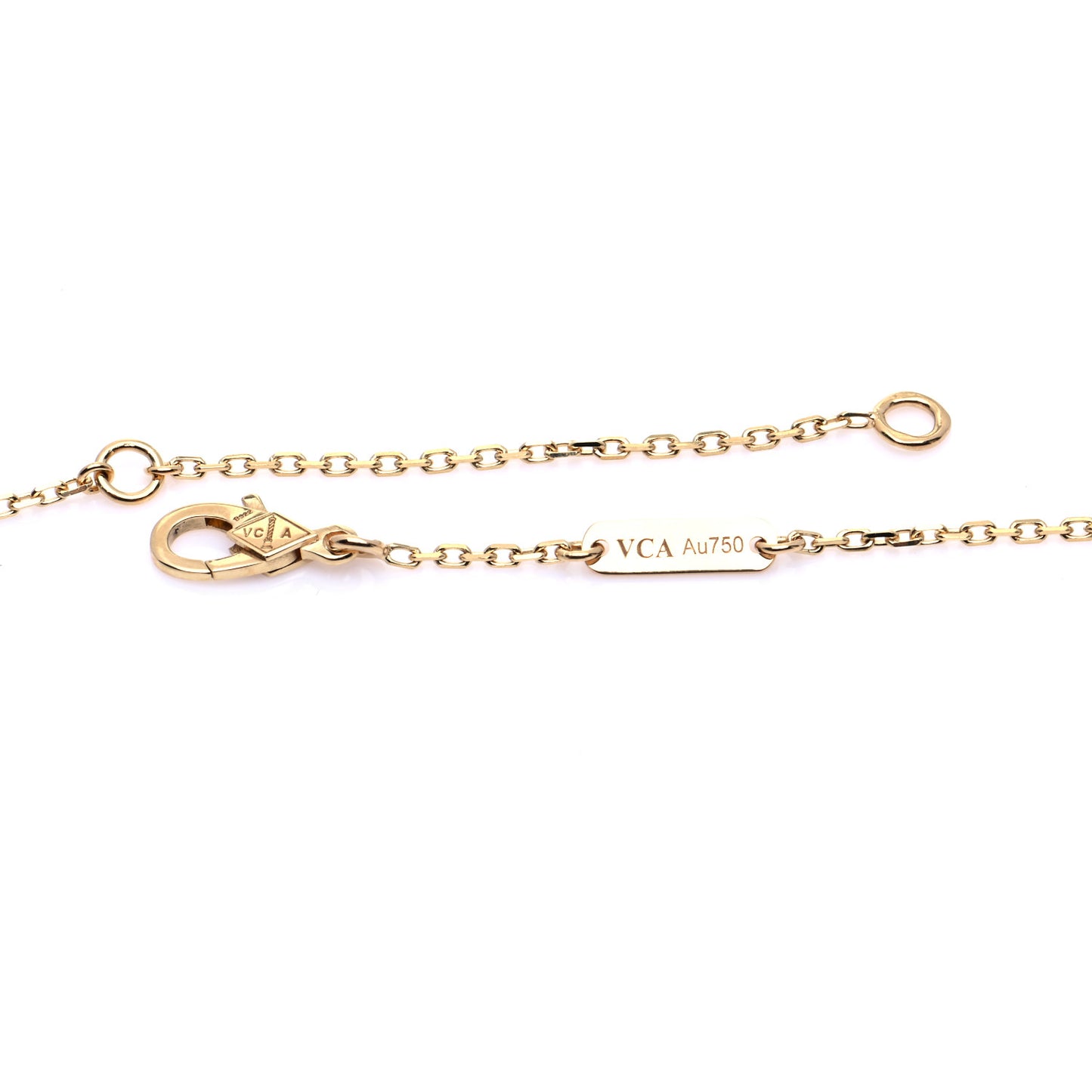18K Yellow Gold Black Onyx Vintage Alhambra Pendant Necklace