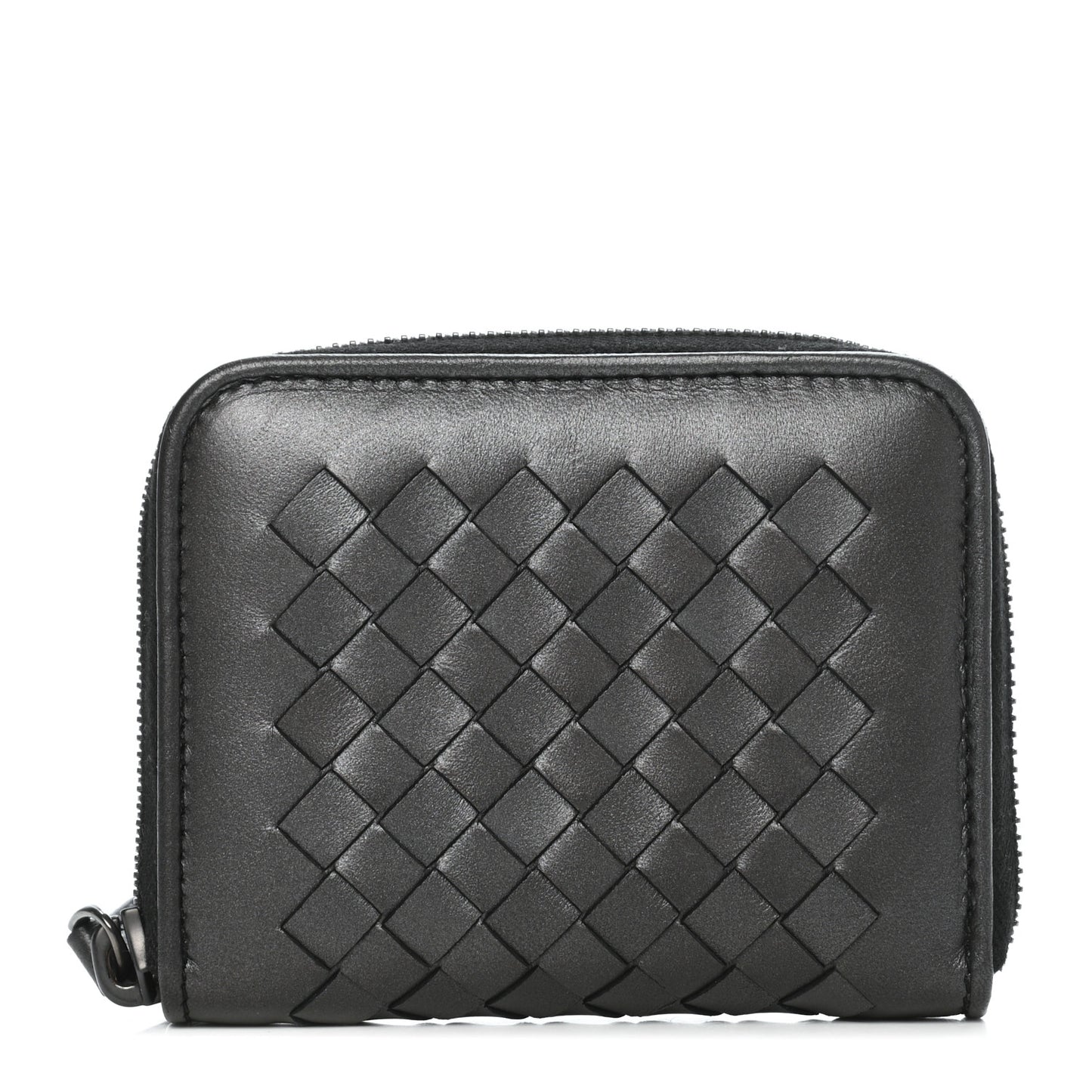 Nappa Intrecciato Zip Around Coin Purse Black
