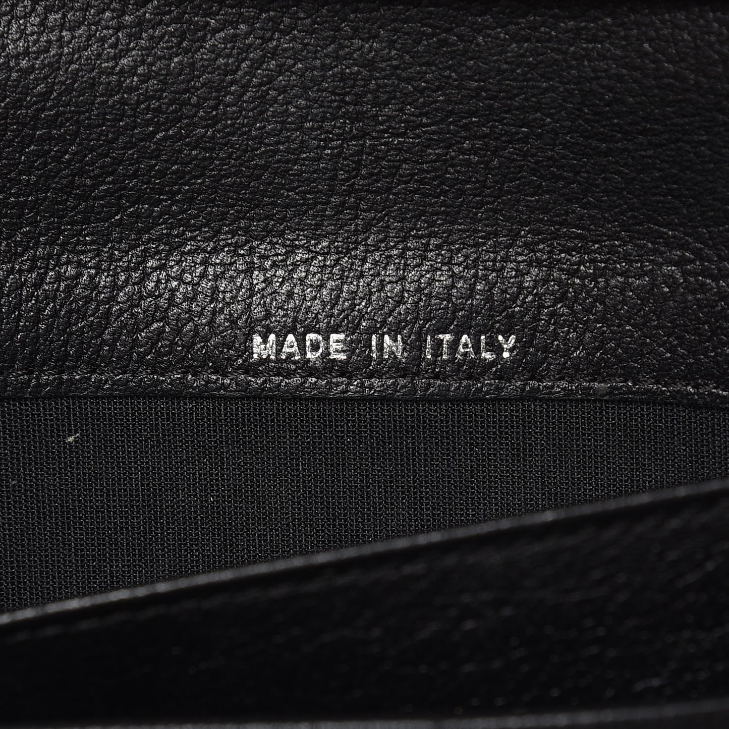 Goatskin Camellia Embossed Flap Wallet Black