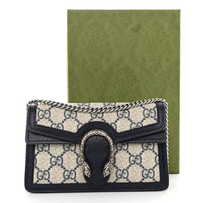 Gucci GG Supreme Monogram Textured Dollar Calfskin Super Mini Dionysus Shoulder Bag Beige Blue 10 of 10