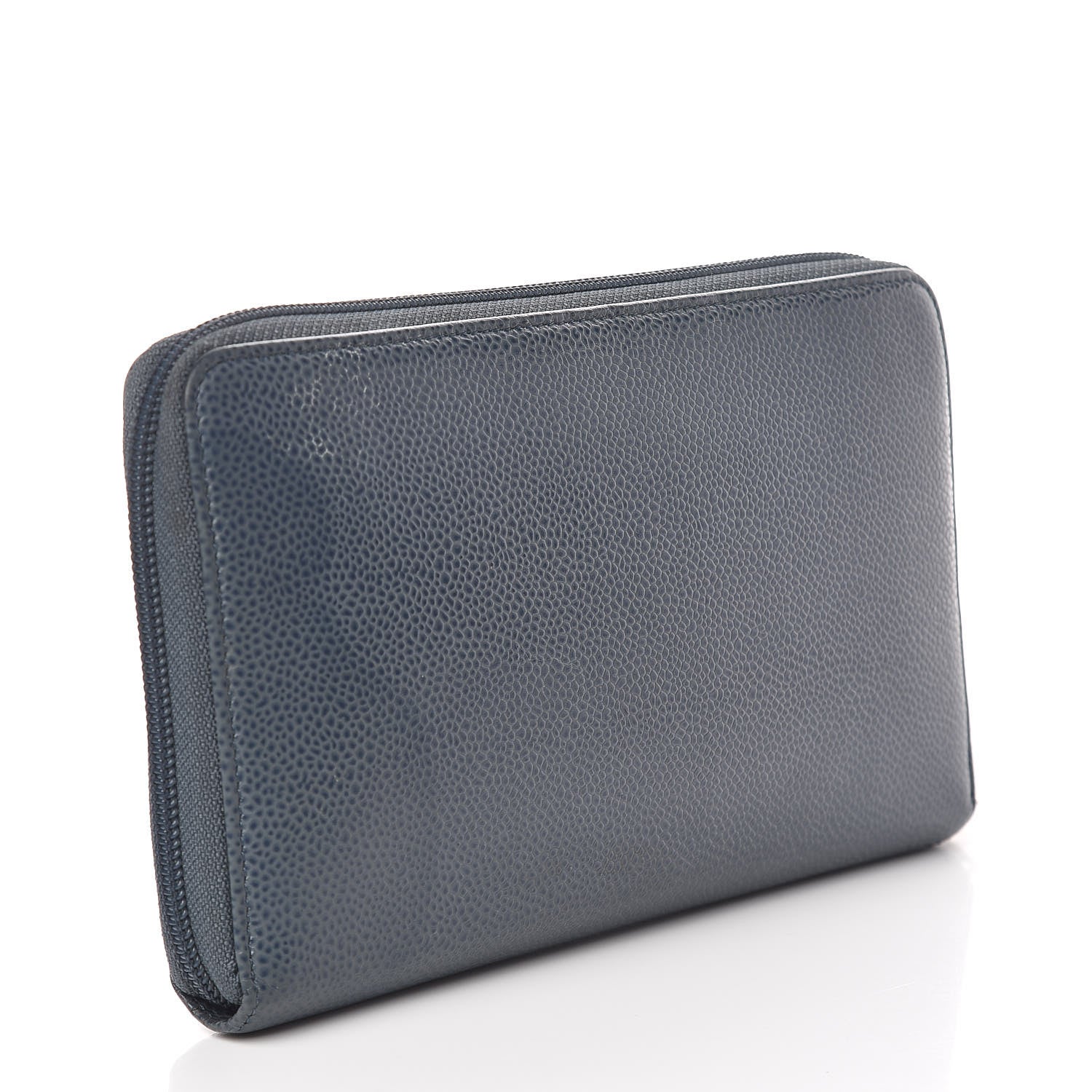 Chanel Caviar Large CC Timeless Zip Around Organizer Wallet Blue 3 of 23