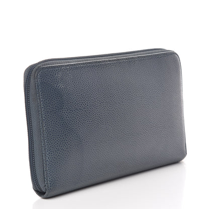 Chanel Caviar Large CC Timeless Zip Around Organizer Wallet Blue 3 of 23