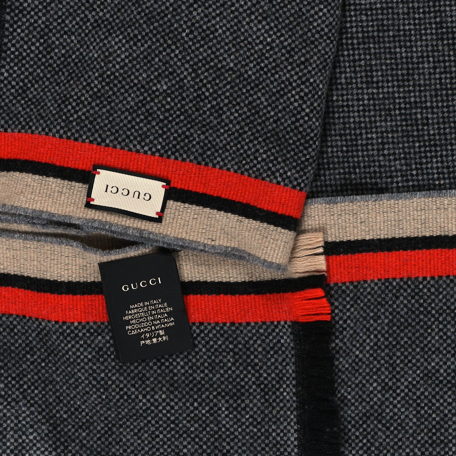 Gucci Wool Cashmere Knit Intarsia Scarf Muliticolor 3 of 3