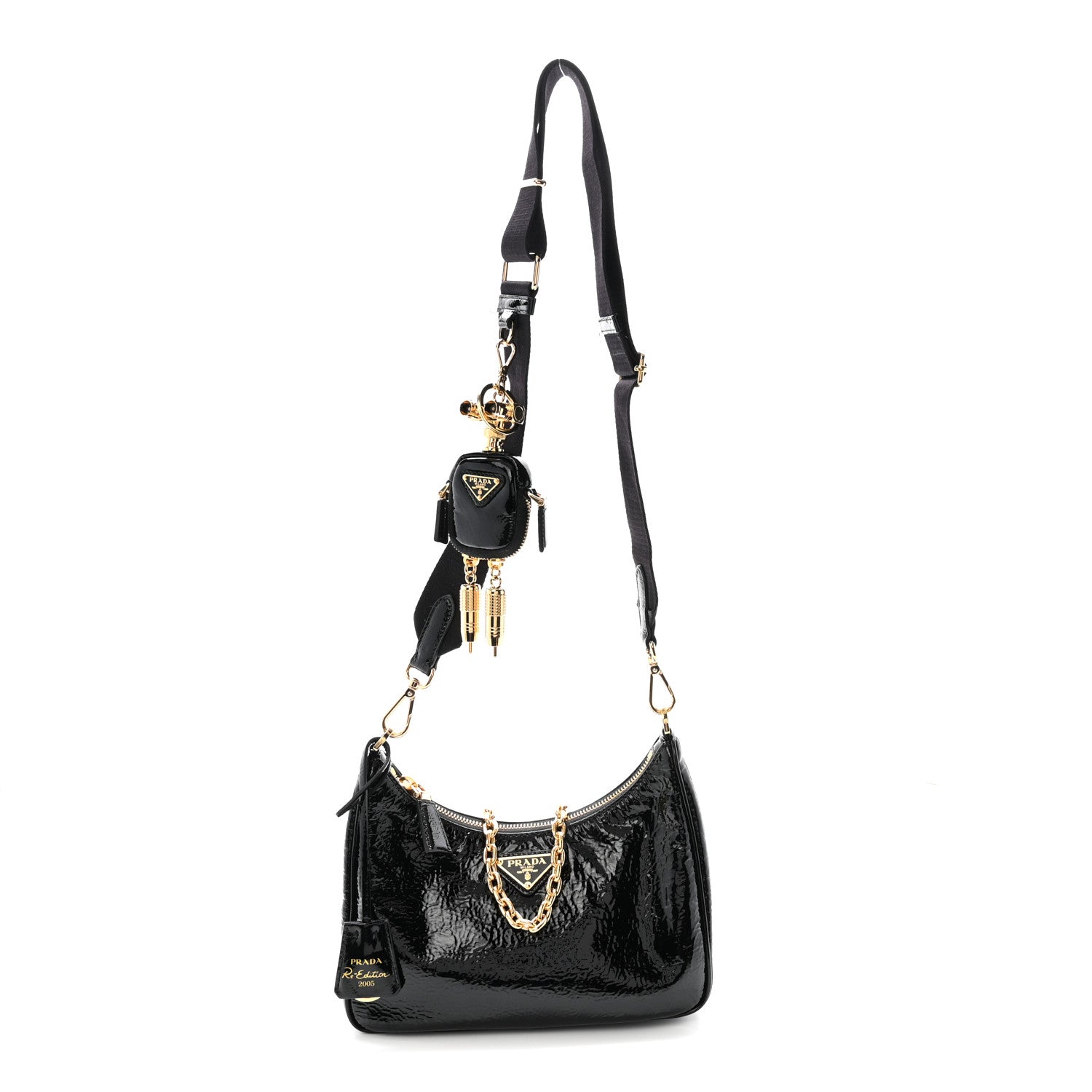 Prada Patent Naplak Re-Edition 2005 Shoulder Bag Black 1 of 9