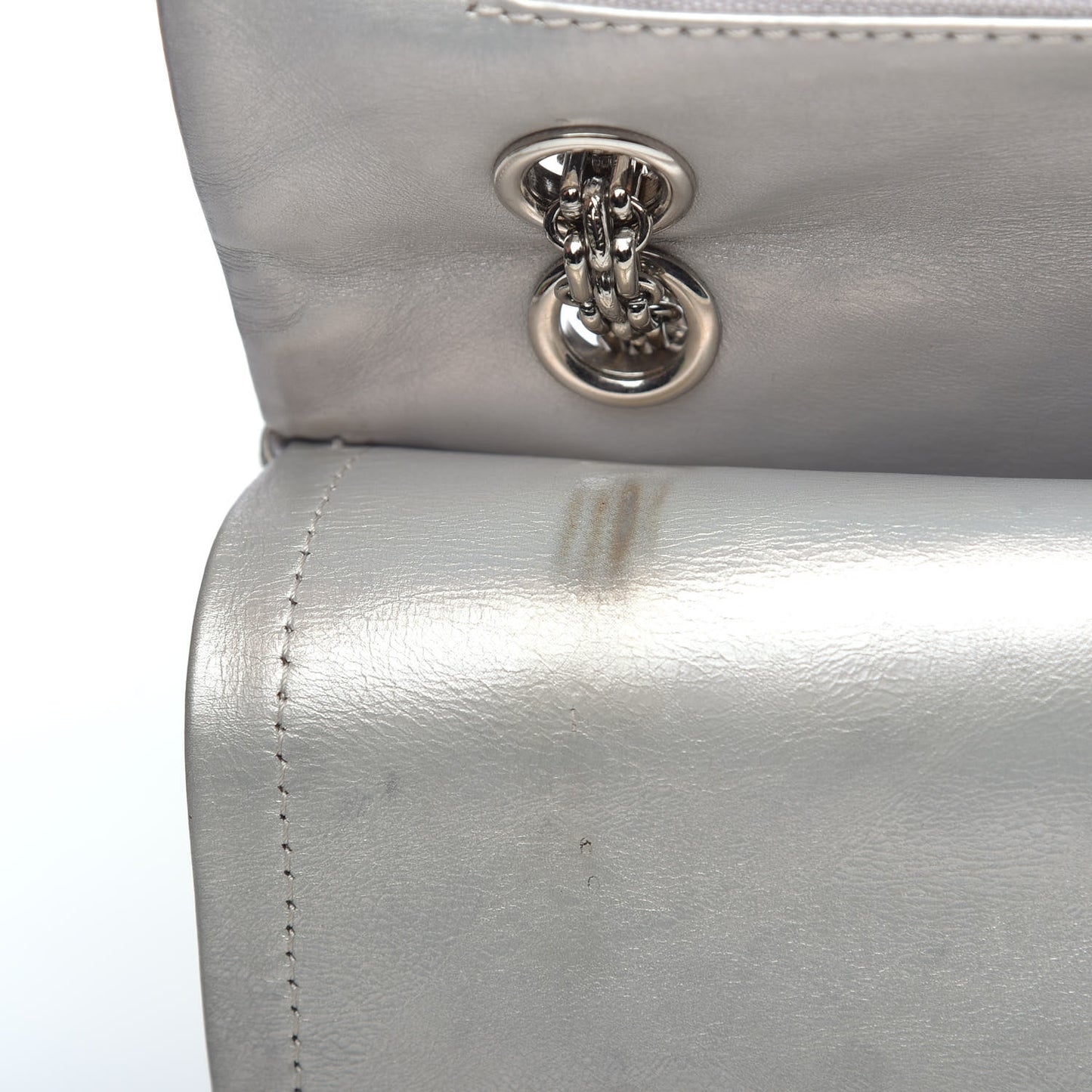 Metallic Aged Calfskin Quilted 2.55 Reissue 227 Flap Silver