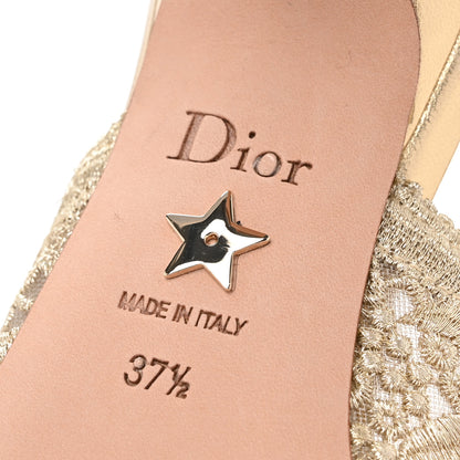 Christian Dior Transparent Metallic Embroidered Mesh Macrame Constantine Embroidered J'Adior Slingback 65mm Pumps 37.5 Pale Gold 7 of 9