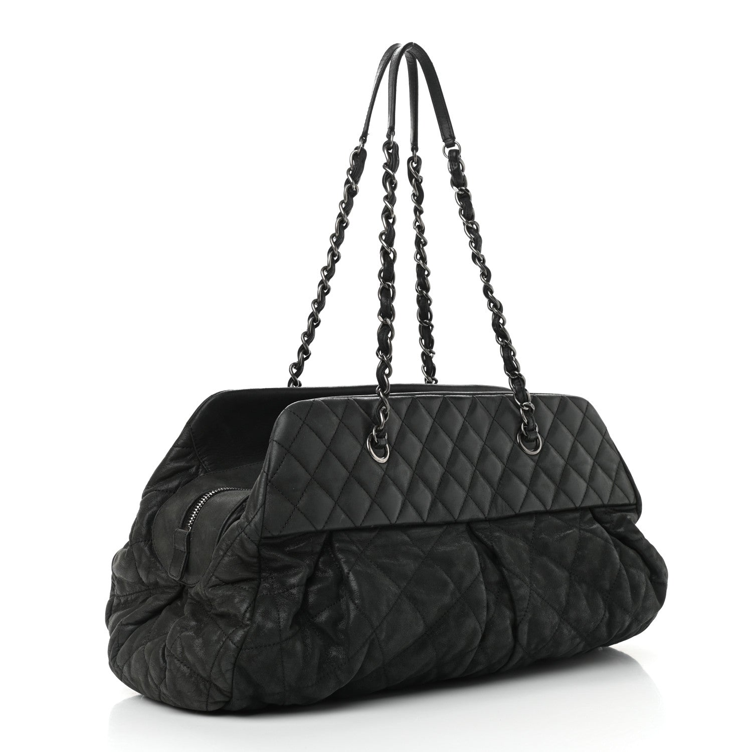 Chanel Iridescent Calfskin Chic Quilt Bowling Bag Black 3 of 11