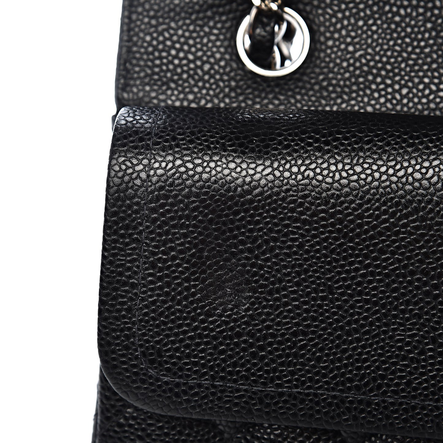 Caviar Quilted Medium Double Flap Black