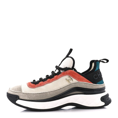 Chanel Fabric Suede CC Sneakers 38 White Light Grey Pink 1 of 9