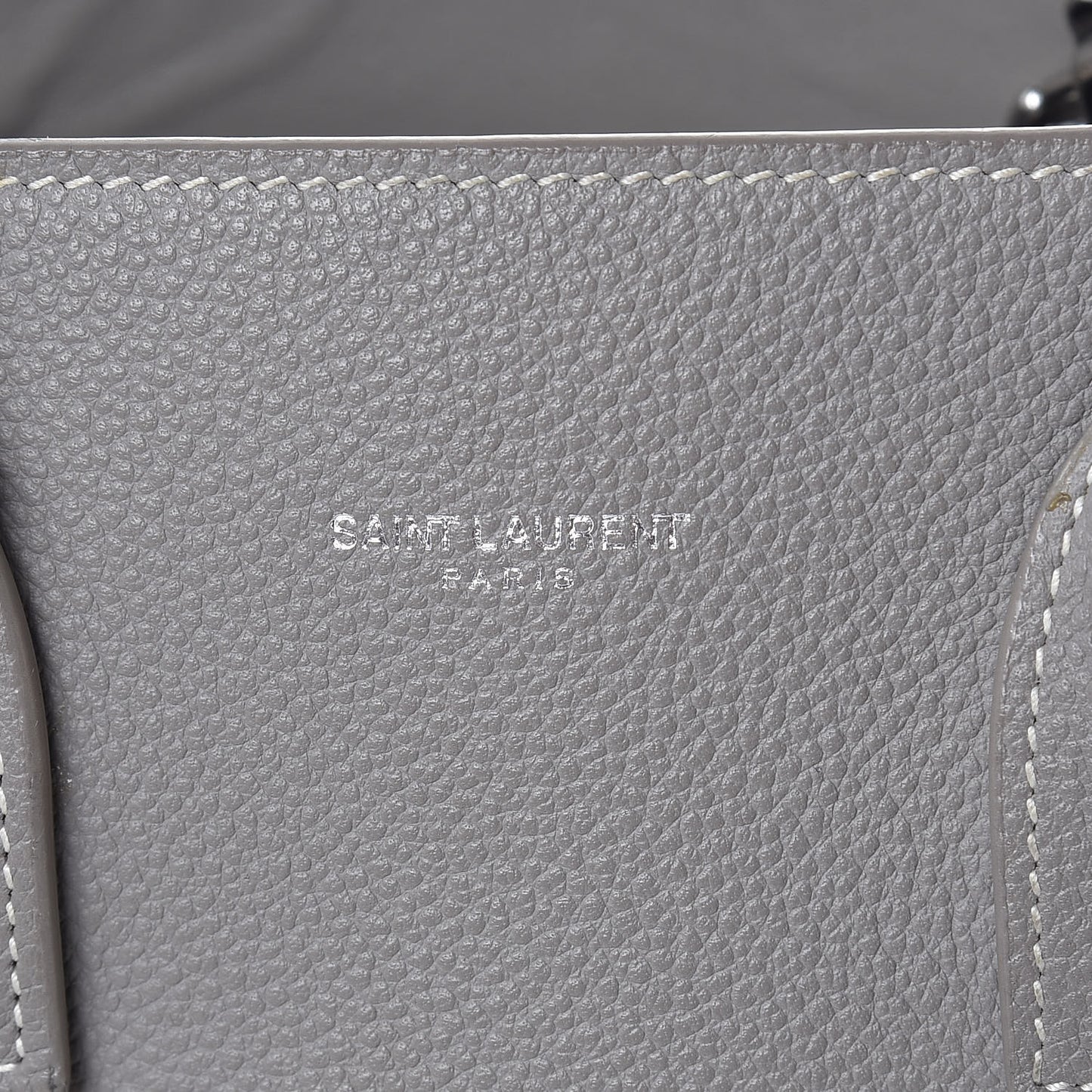 Grained Calfskin Topstich Baby Sac De Jour Grey