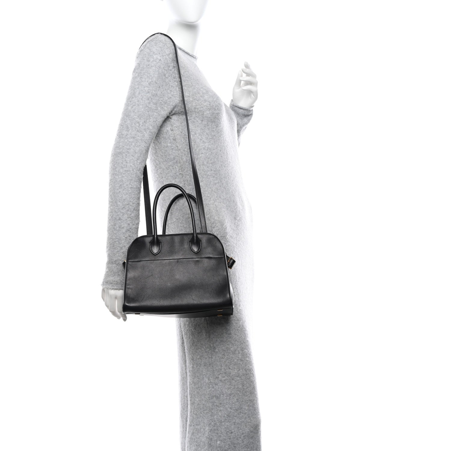 The Row Polished Saddle Calfskin Soft Margaux 10 Bag Black 2 of 9