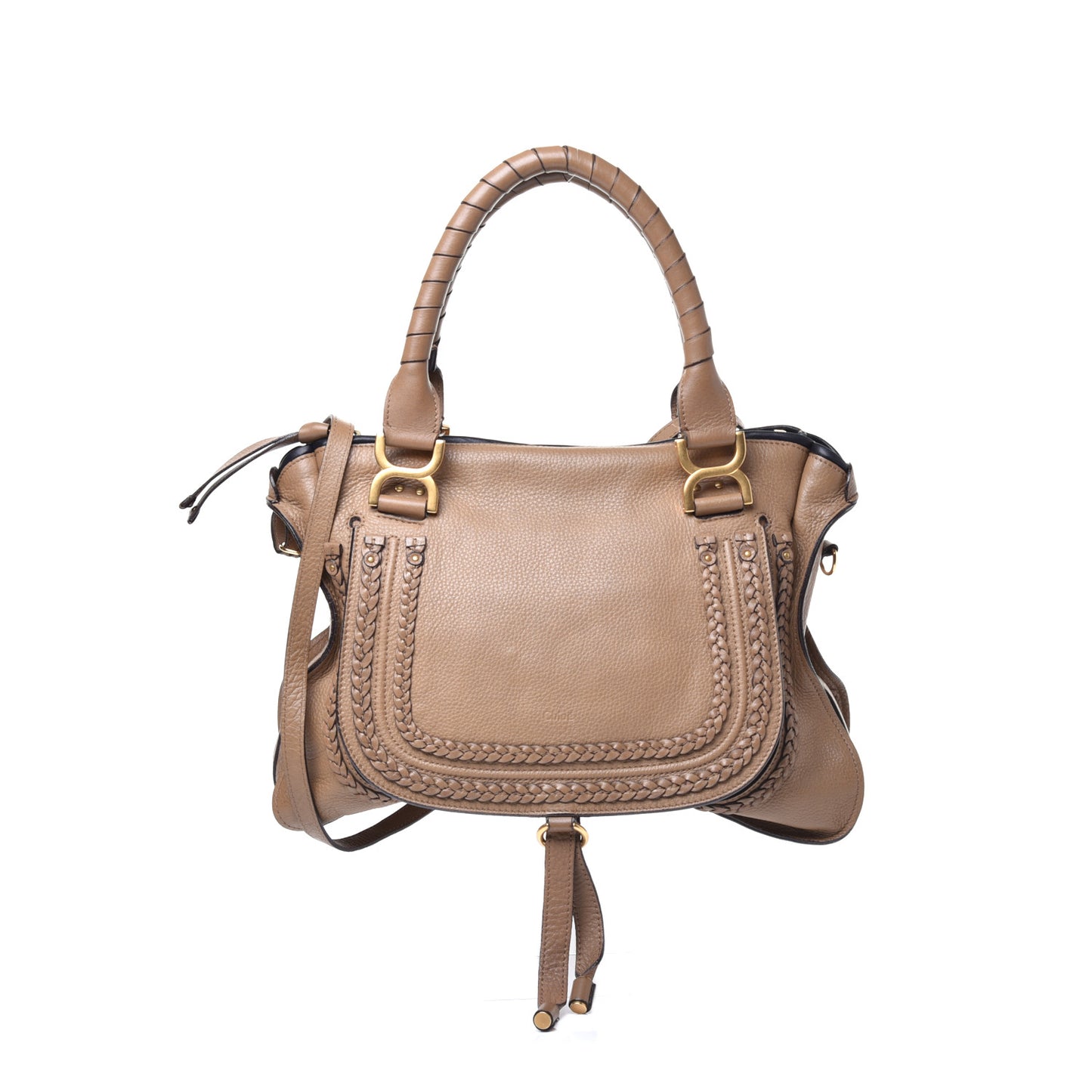 Calfskin Braided Medium Marcie Satchel Nut