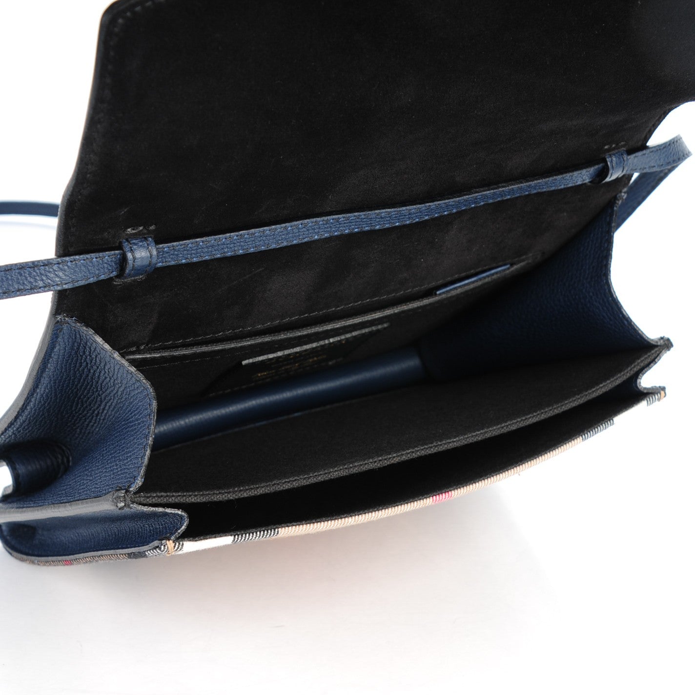 Derby Calfskin House Check Small Macken Crossbody Bag Ink Blue