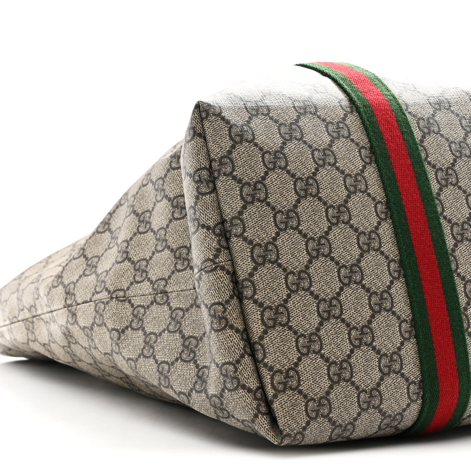 Gucci Tender GG Supreme Monogram Textured Dollar Calfskin Web Tote Beige Ebony New Acero 8 of 9