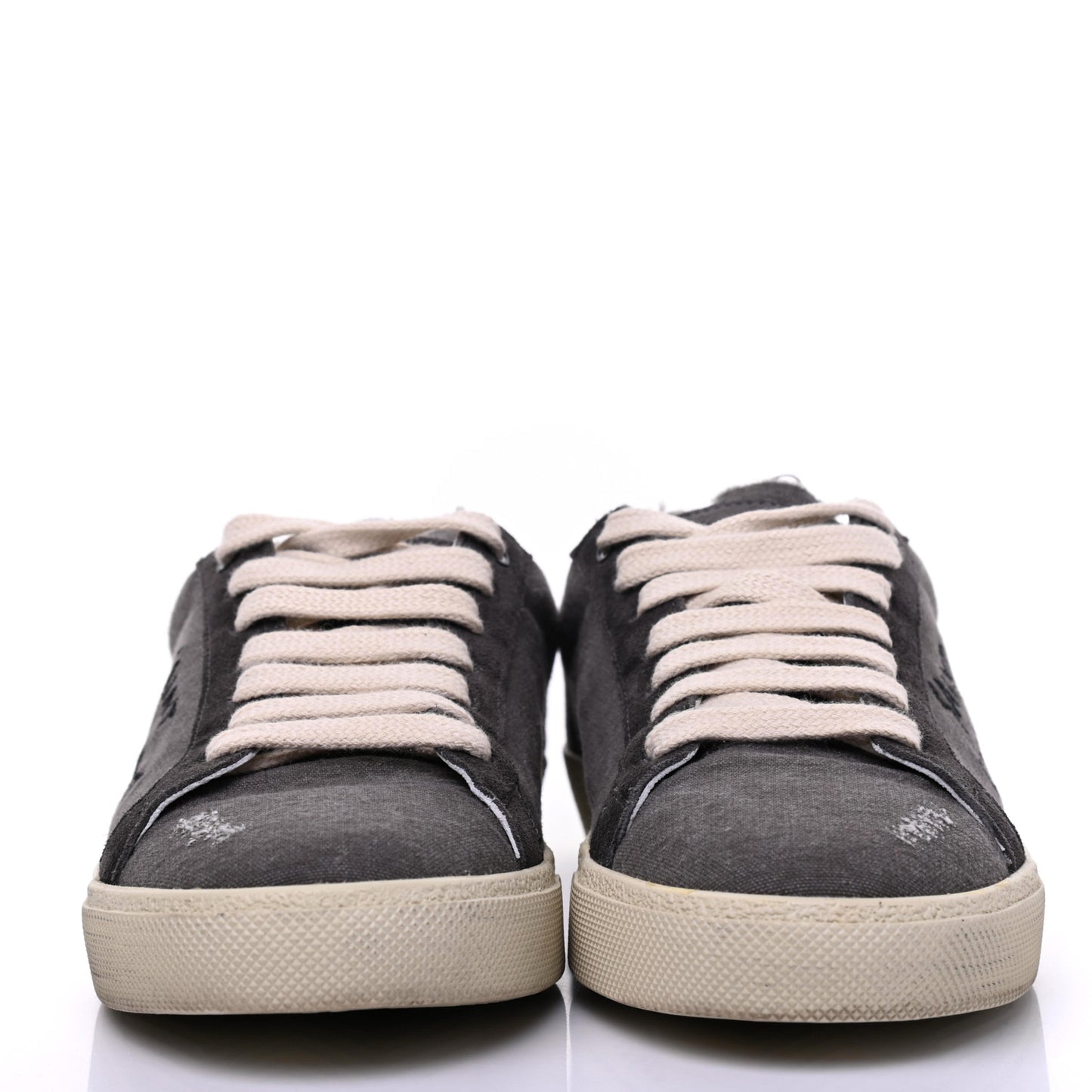 Destroyed Canvas Embroidered Womens Court Classic Sneakers 38 Black