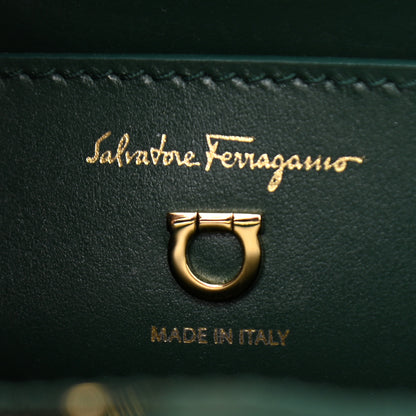 Salvatore Ferragamo Calfskin Small Studio Box Bag Dark Green 6 of 9
