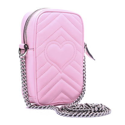 Gucci Calfskin Matelasse Mini GG Marmont Crossbody Bag Wild Rose 2 of 13