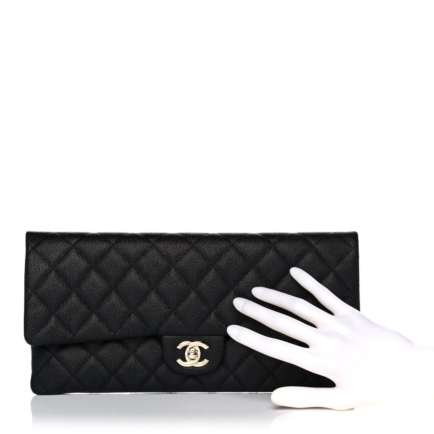 Caviar Quilted Flap Clutch Black