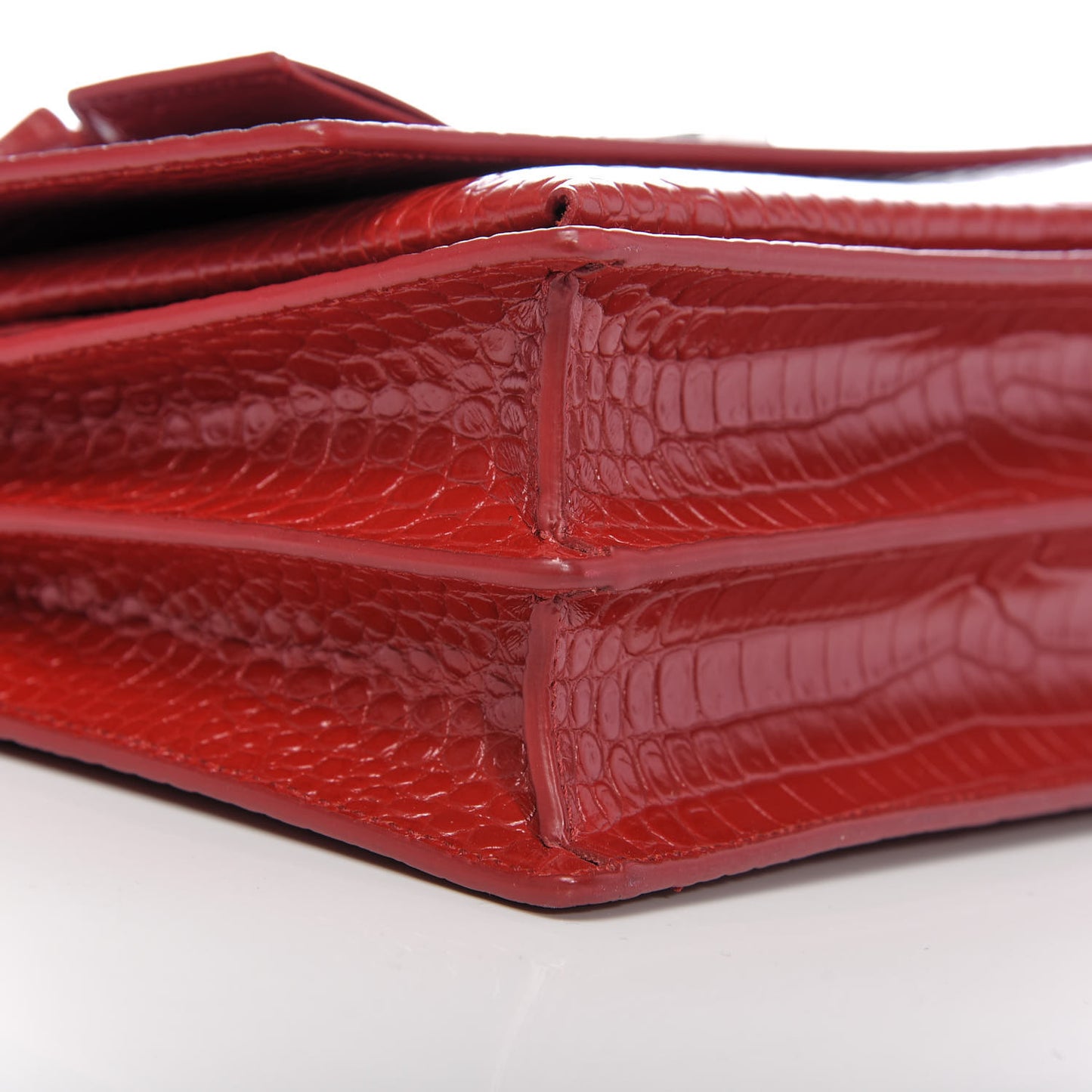 Calfskin Crocodile Embossed Medium Monogram Sunset Rouge Eros