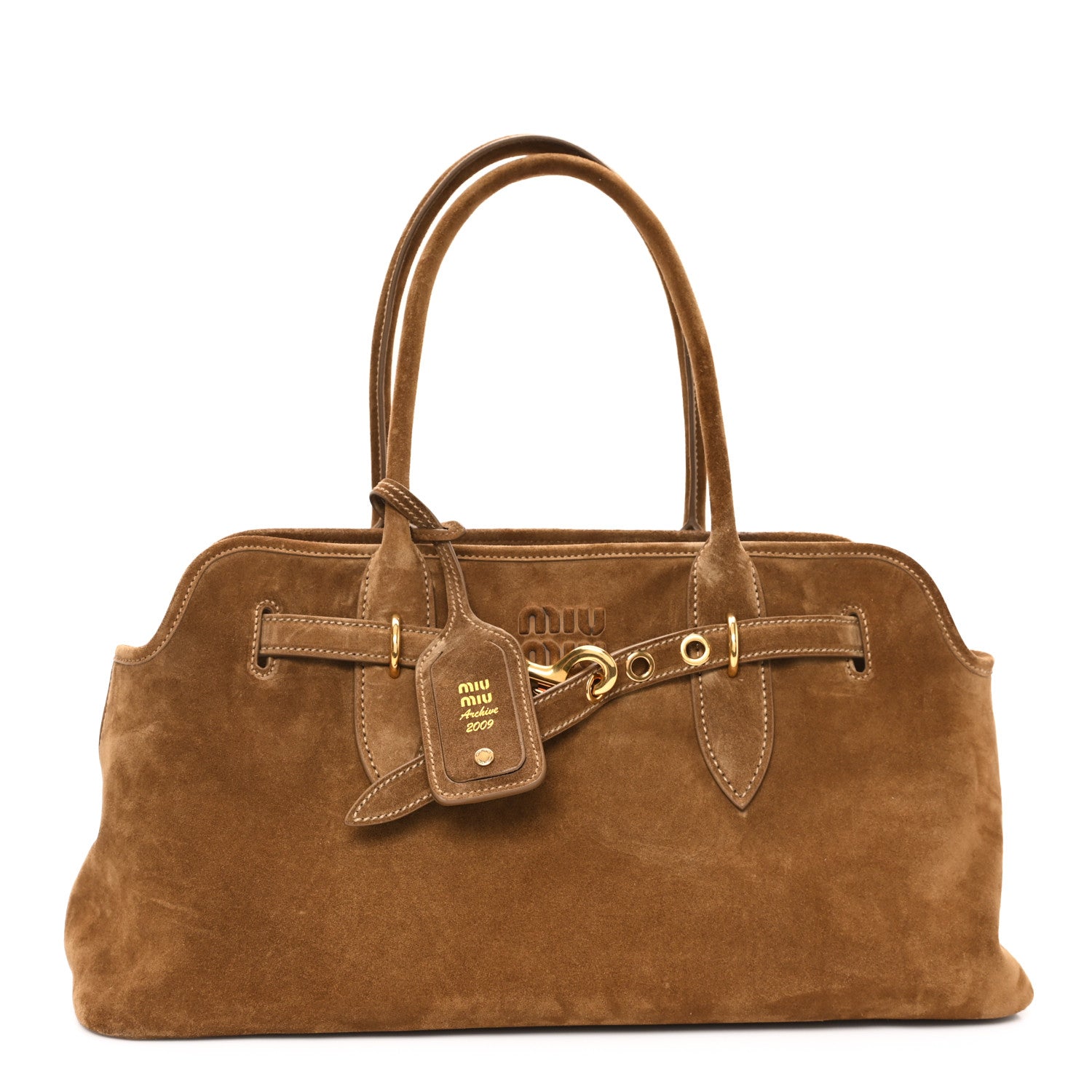 Miu Miu Camoscio Large Aventure Bag Olive Green 1 of 11