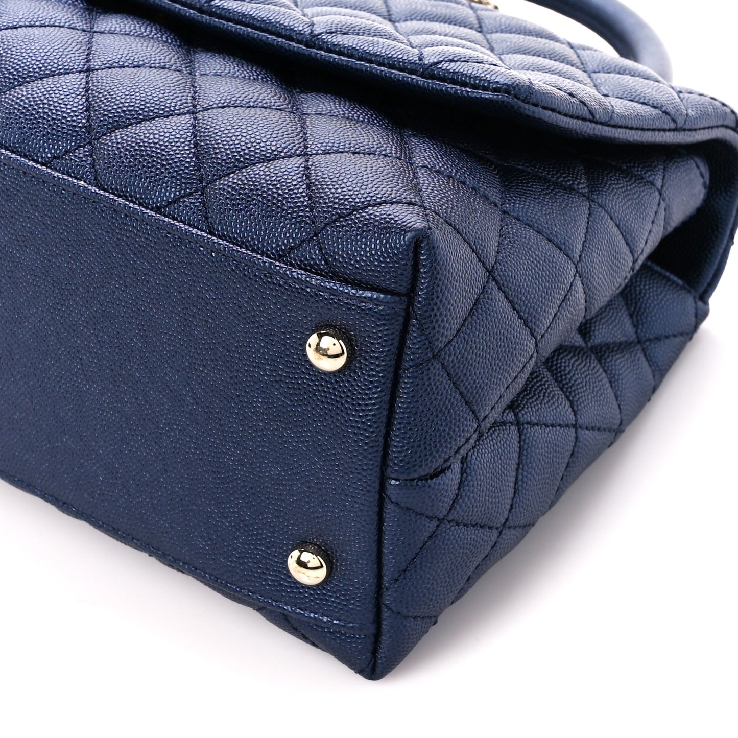Caviar Quilted Small Coco Handle Flap Navy