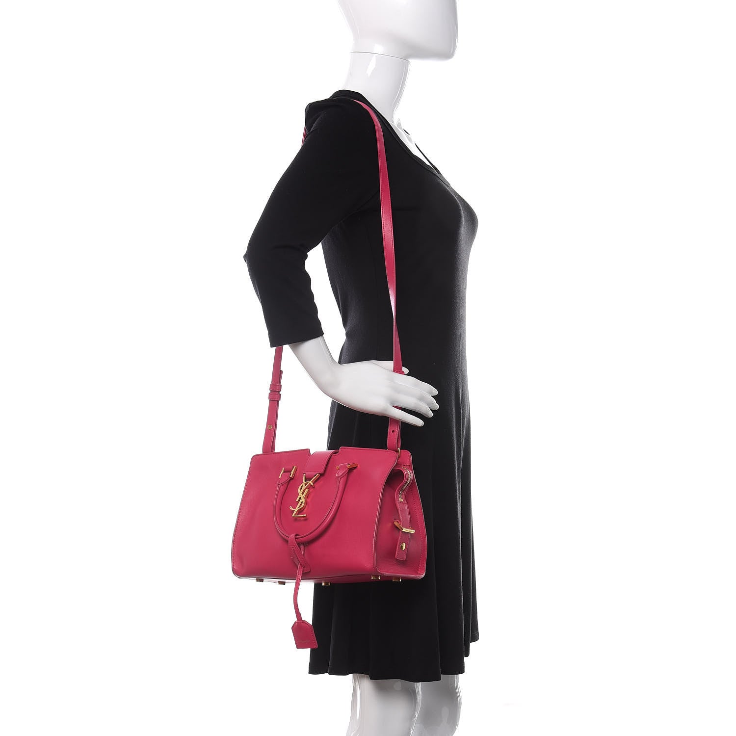 Saint Laurent Calfskin Monogram Baby Cabas Fuchsia 2 of 12