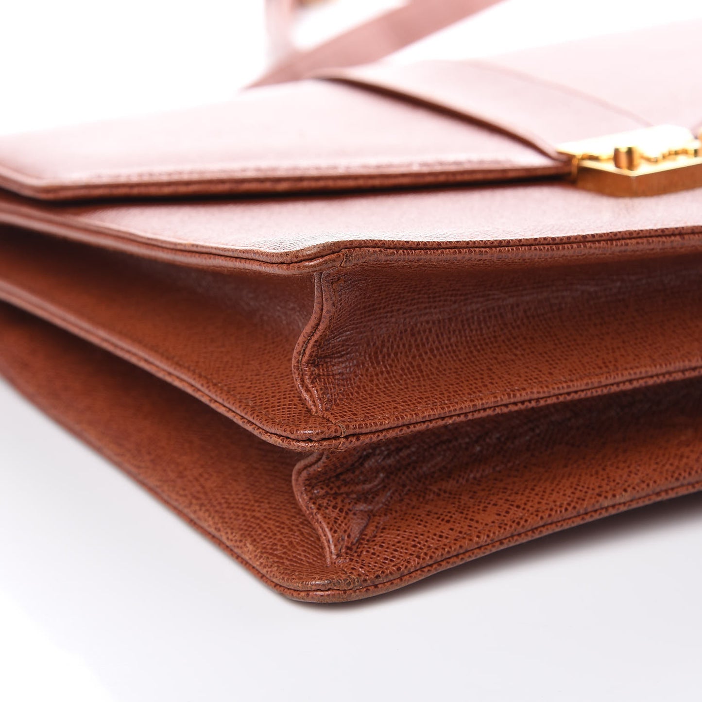 Grained Calfskin Satchel Cognac