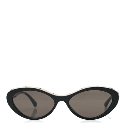 Chanel Acetate Oval Sunglasses 5416 Black Beige 2 of 8