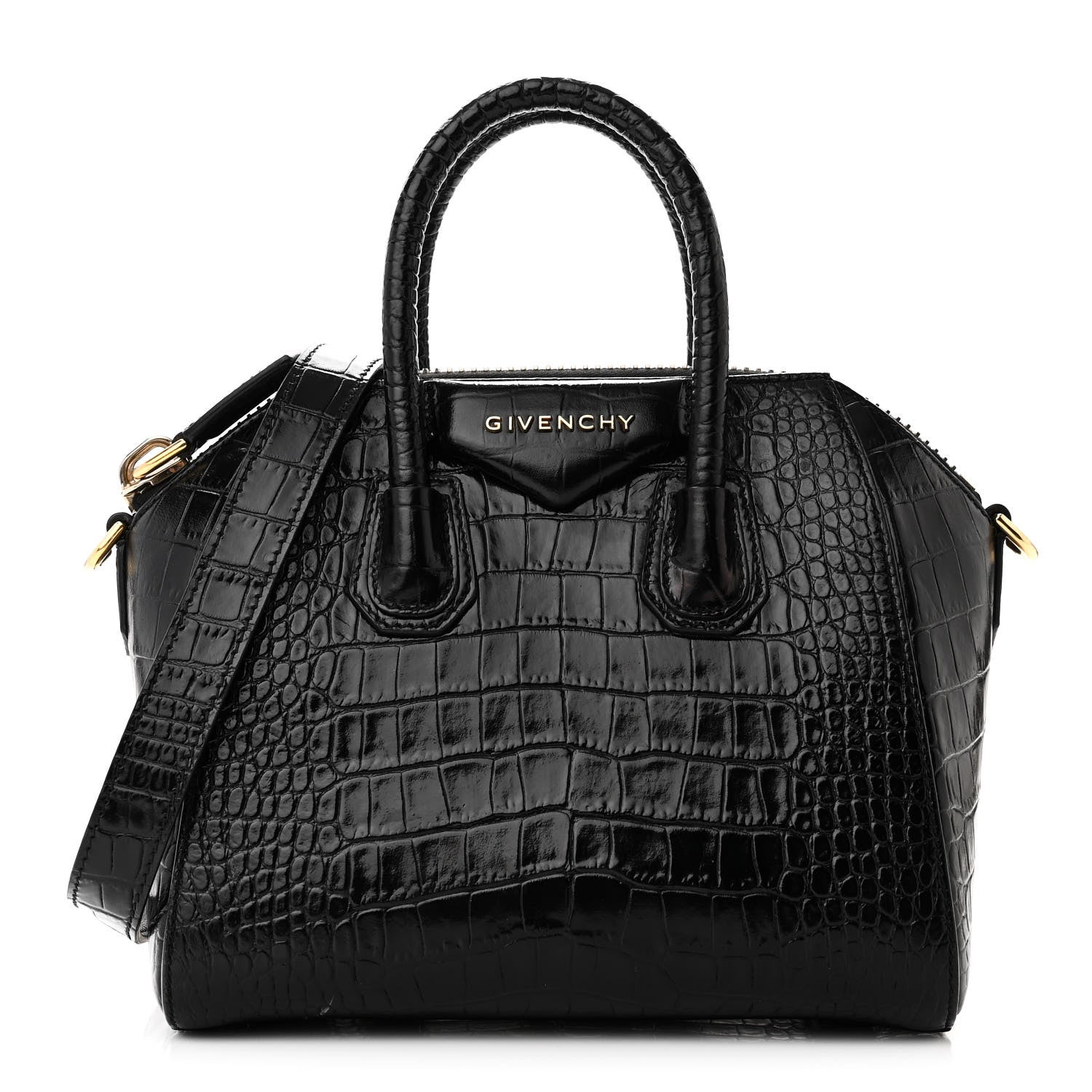 Givenchy Calfskin Crocodile Embossed Mini Antigona Black 1 of 10