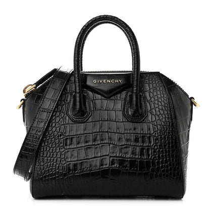Givenchy Calfskin Crocodile Embossed Mini Antigona Black 1 of 10