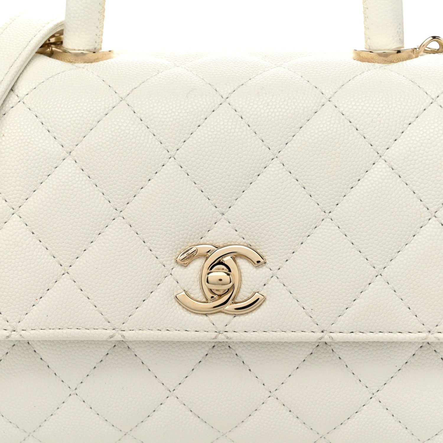 Chanel Caviar Quilted Mini Coco Handle Flap White 8 of 10