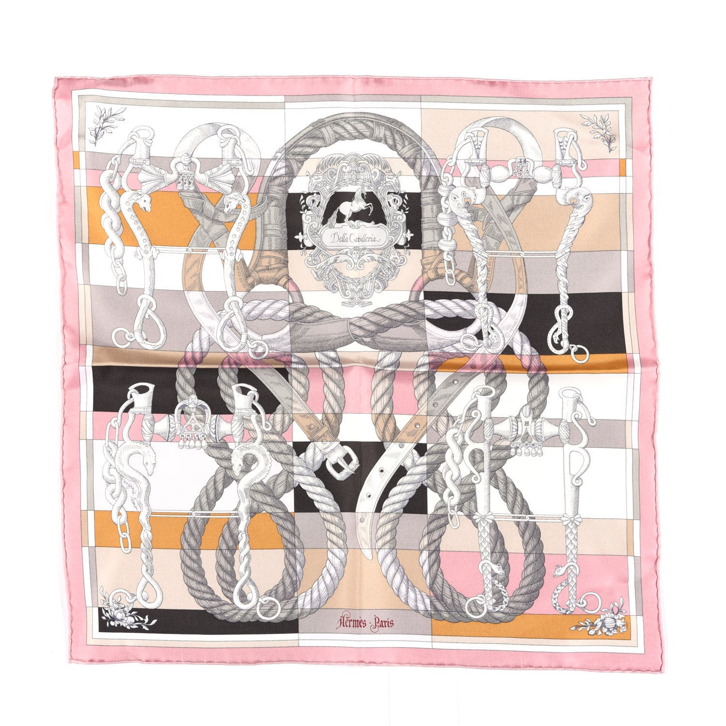 Silk Della Cavalleria Pocket Square Scarf Vieux Rose Beige