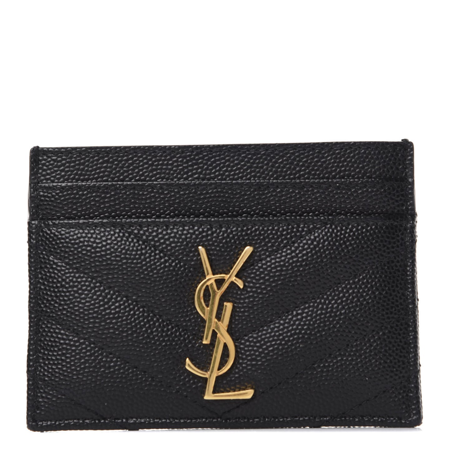 Grain De Poudre Matelasse Chevron Monogram Credit Card Case Black