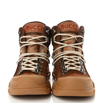 Gucci X SEGA Suede Calfskin GG Monogram Womens Flashtrek High-Top Sneakers 37 New Cuir Beige Ruggine 2 of 14